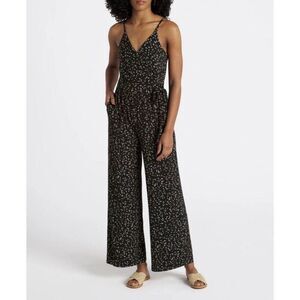 NEW Kaileigh Women Black Floral Rochelle Knit Jumpsuit SMALL Coquette Boho Chic